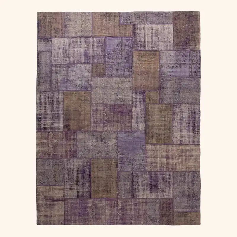 Purple Patchwork Wool Rug - 9'10" x 13'2"