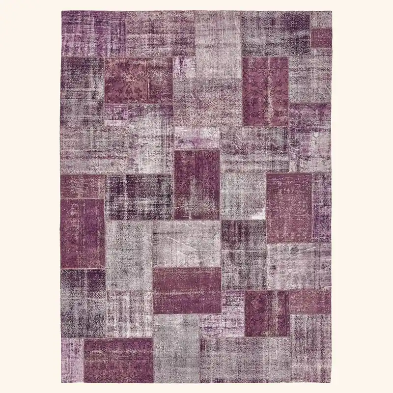 Purple Patchwork Wool Rug - 9'10" x 13'03"