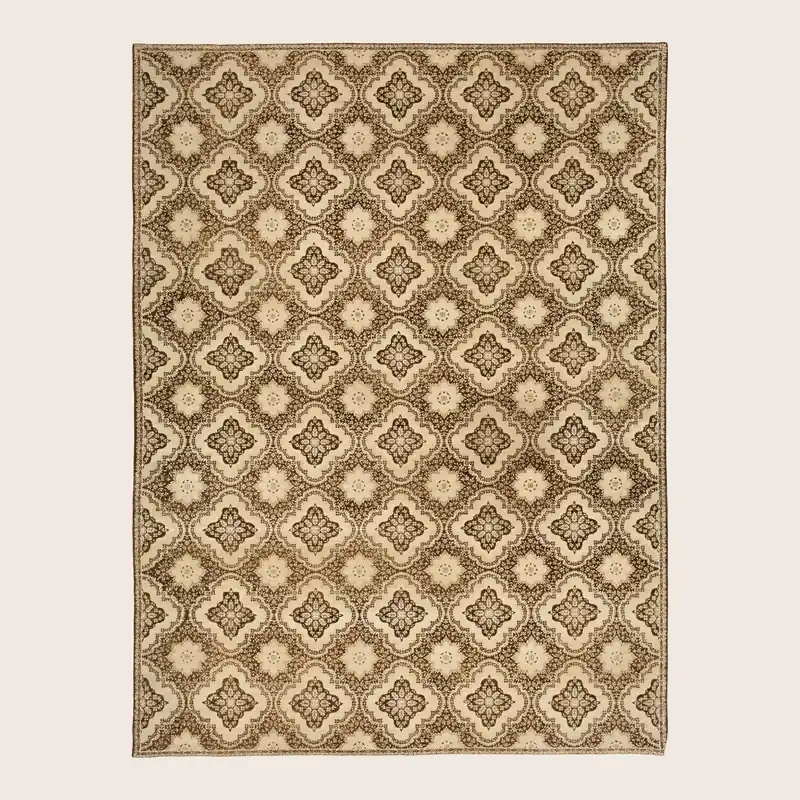 Beige Traditional Wool Rug - 9'10" x 13'9"