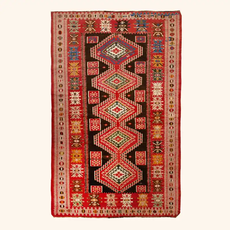 Red Vintage Flatweave Wool Kilim - 6' x 9'6"