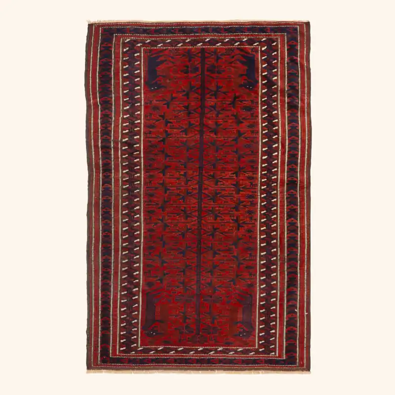 Red Vintage Traditional Wool Persian Rug - 3'1" x 5'3"