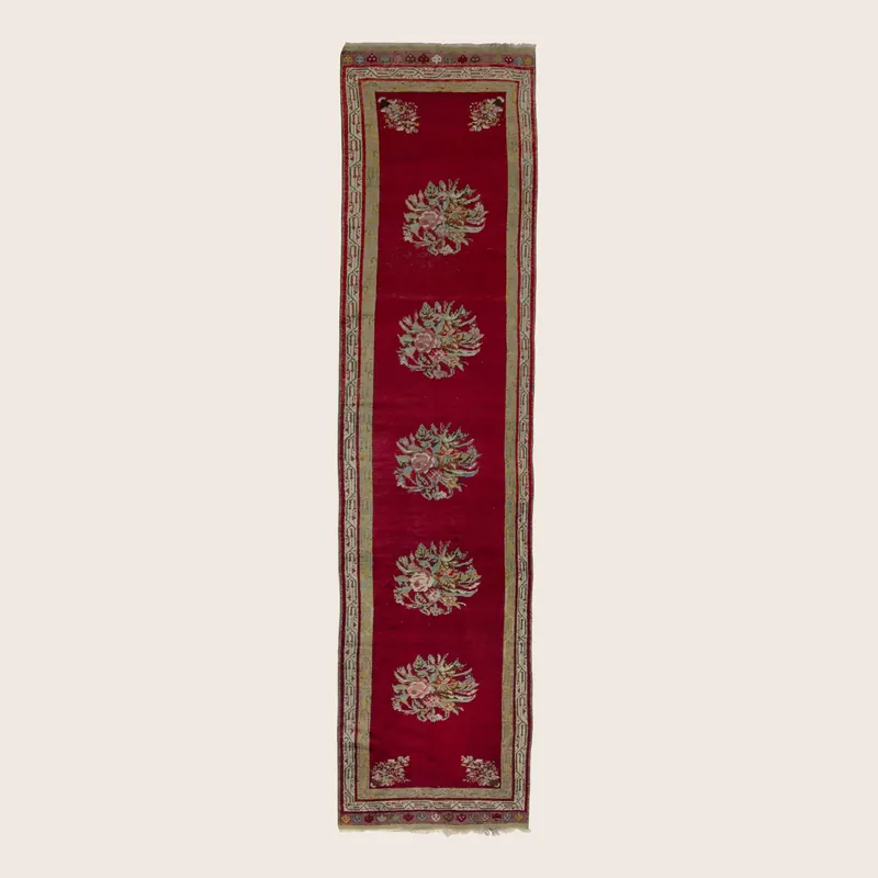 Red Traditional Wool Persian Runner - 3'5" x 14'1"
