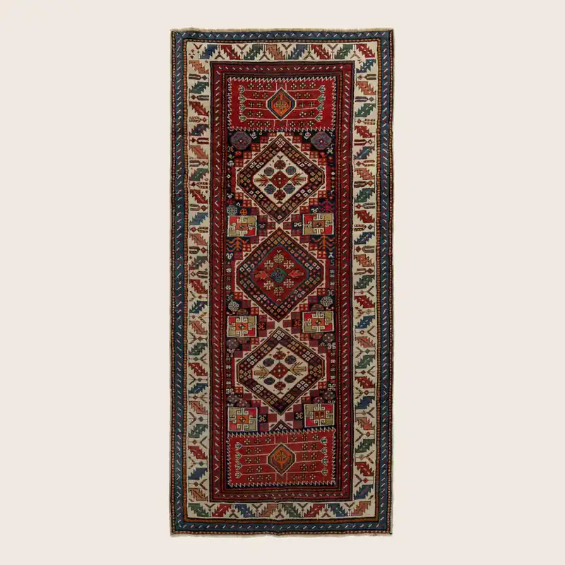 Multicolored Traditional Wool Runner - 3'07" x 8'2"