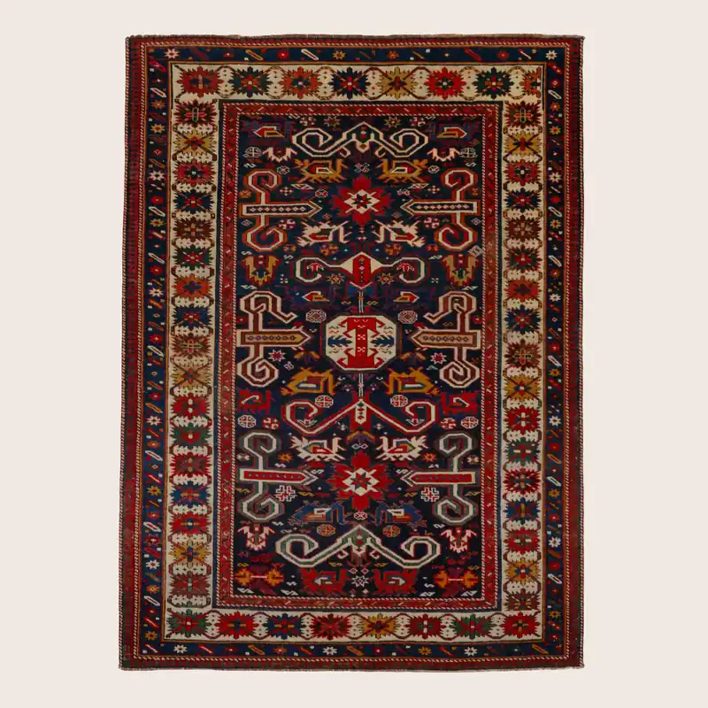 Red Vintage Traditional Wool Rug - 3'11" x 5'1"