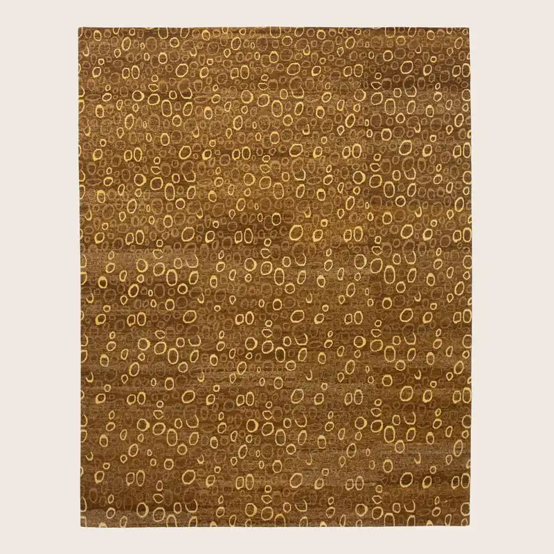 Yellow Modern Wool Silk Blend Rug - 7'11" x 9'11"