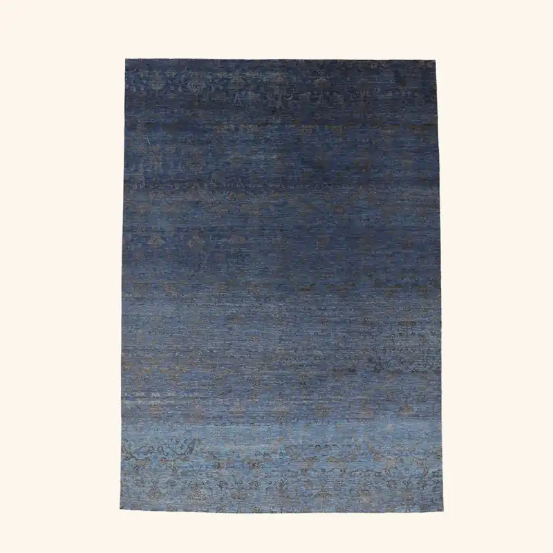 Blue Transitional Silk Rug - 9'10" x 13'09"
