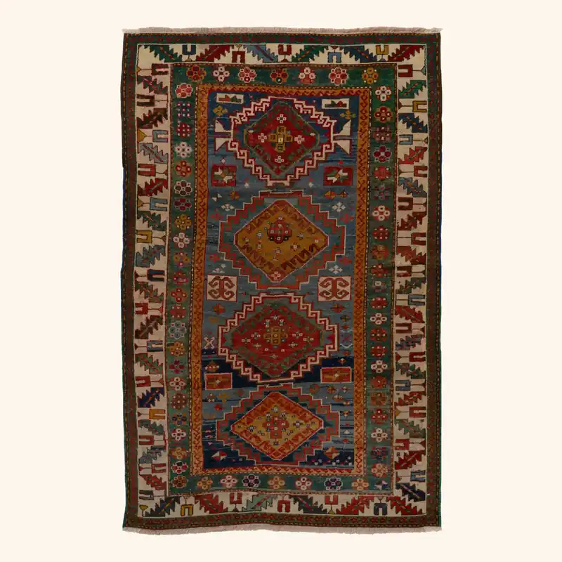 Multi Vintage Traditional Wool Rug - 4'2" x 6'6"
