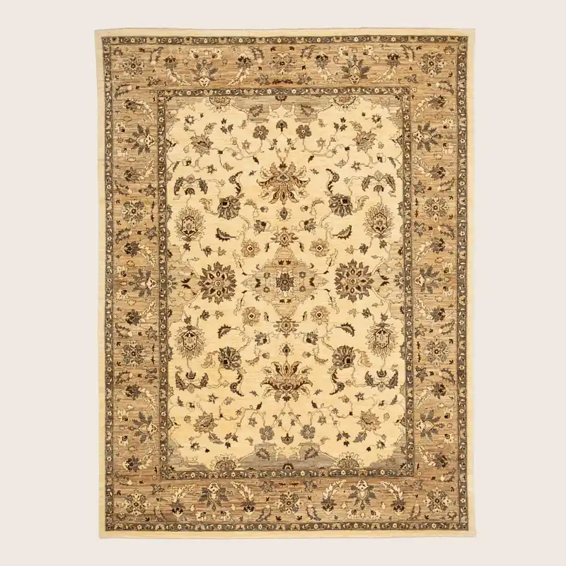 Beige Traditional Wool Rug - 8'11" x 11'9"