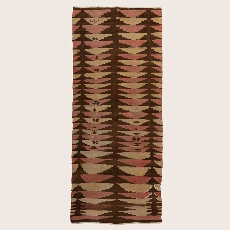 Brown Vintage Anatolian Kilim Runner - 3'9" x 9'4"
