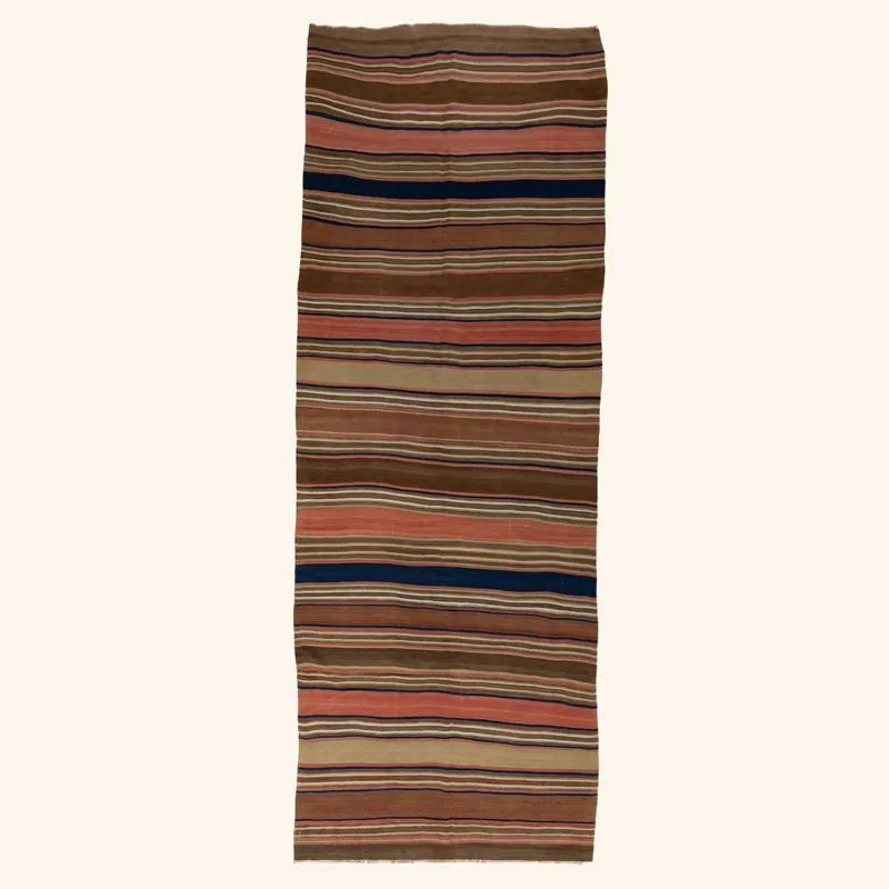 Brown Vintage Kilim Runner - 4'11" x 14'2"