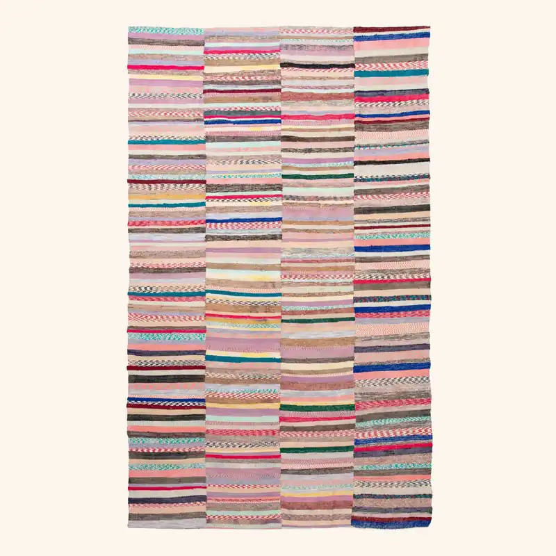 Multi Vintage Flatweave Wool Rug - 6'10" x 11'