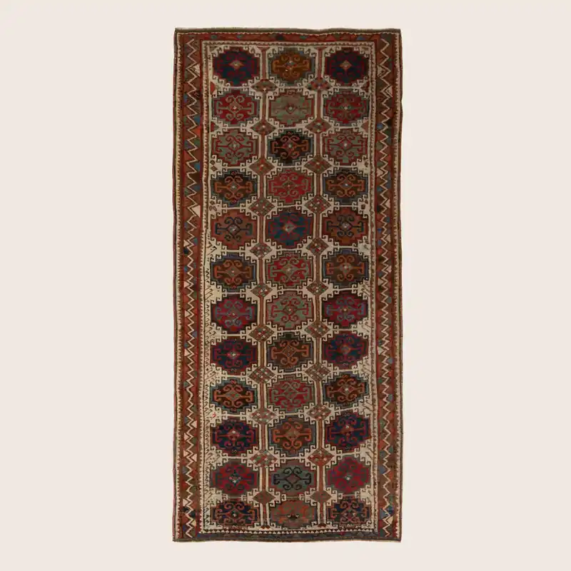 Multicolored Traditional Wool Runner - 3'9" x 8'7"