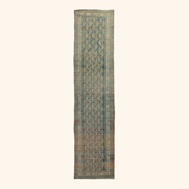 Blue Traditional Wool Runner - 3'7" x 16'3"