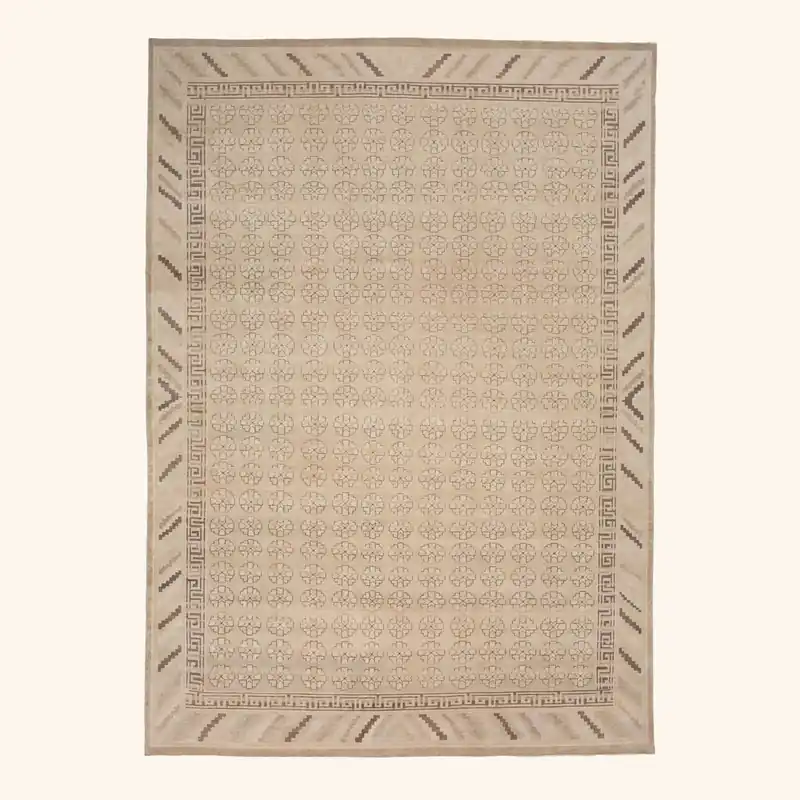 Beige Traditional Wool Rug - 9'6" x 13'6"