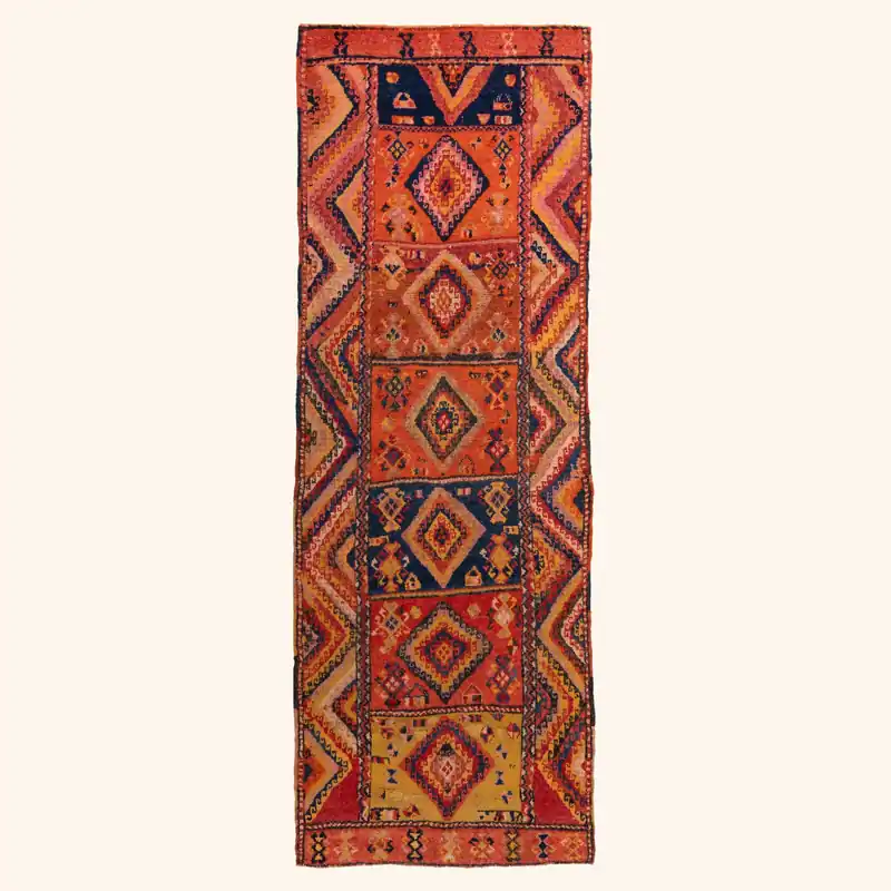 Orange Traditional Wool Runner - 3'1" x 10'8"