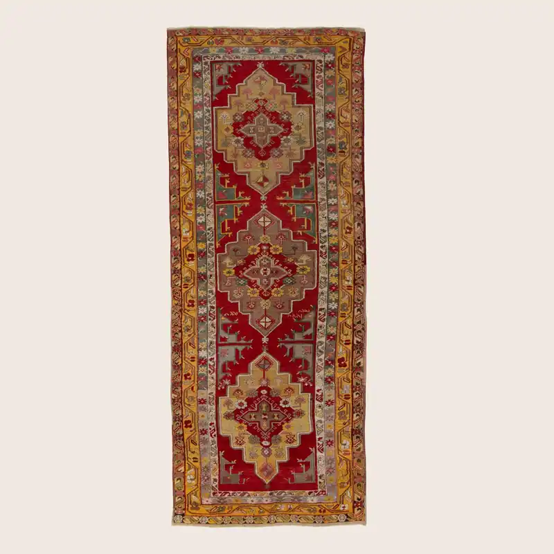 Multicolored Traditional Wool Runner - 4'2" x 10'5"