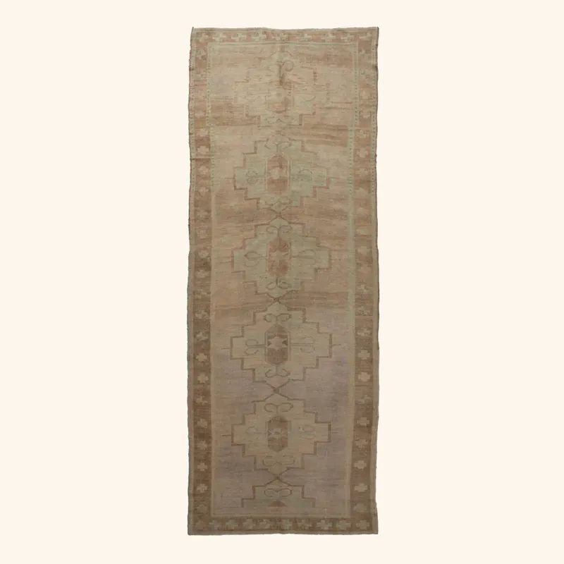 Beige Vintage Anatolian Wool Runner - 5'3" x 14'4"