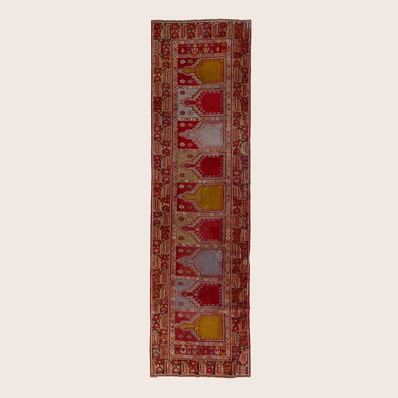 Multicolored Traditional Wool Runner - 3'8" x 12'11"