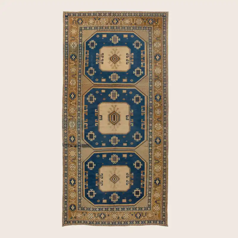 Blue Vintage Traditional Wool Rug - 5' x 10'6"