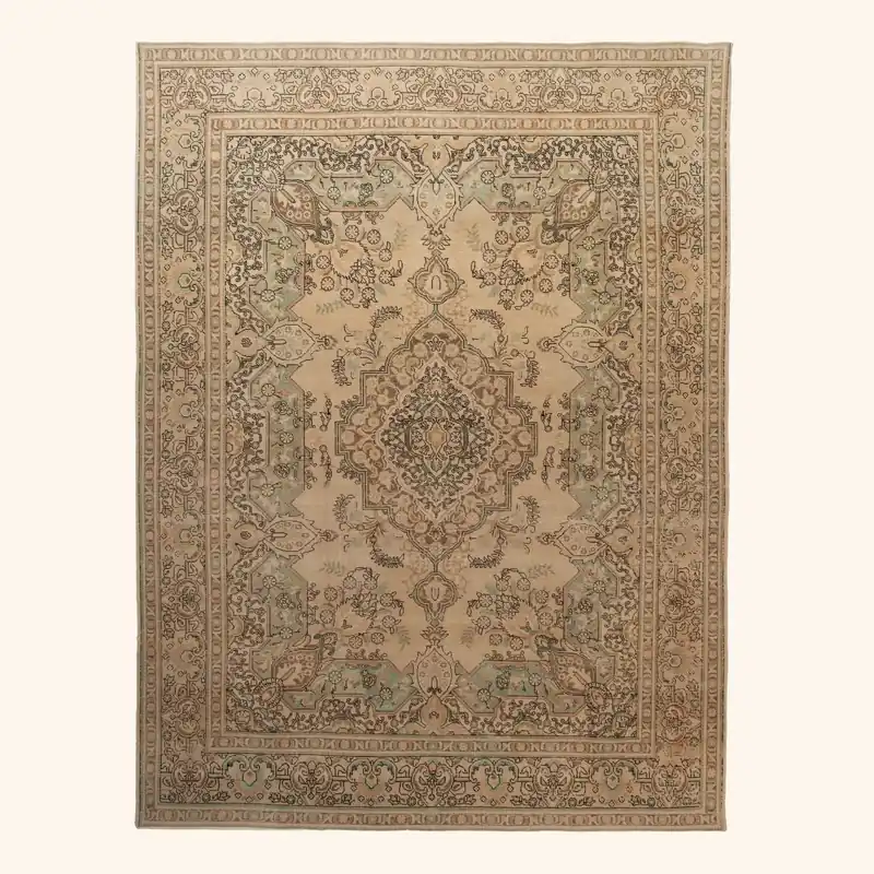 Beige Traditional Wool Rug - 9'9" x 12'1"