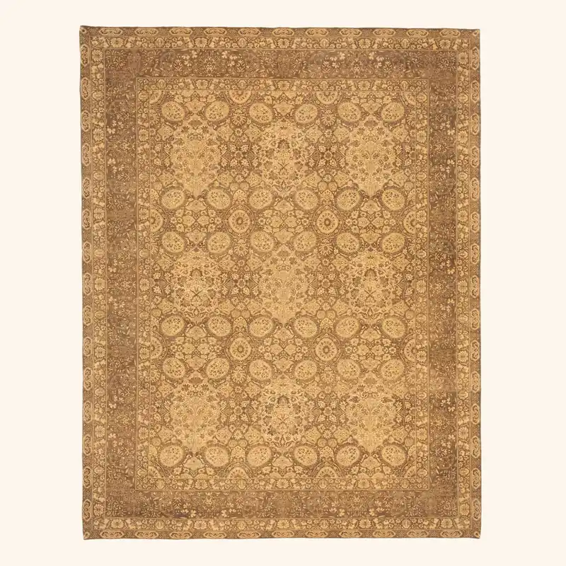 Gold Traditional Samode Wool Rug - 9'1" x 11'10"