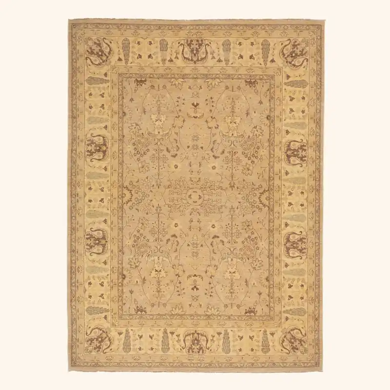 Beige Traditional Wool Rug - 8'10" x 11'7"