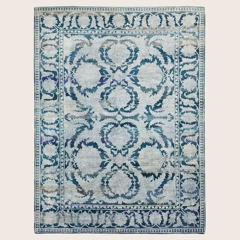 Blue Alchemy Traditional Wool Silk Blend Rug - 8'1" x 10'8"