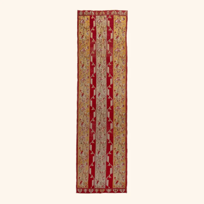 Red & Yellow Transitional Wool Runner - 3'05" x 13'4"