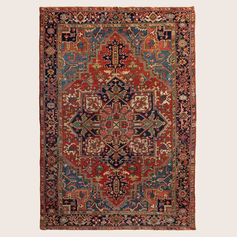Red Traditional Heriz Rug - 6'10" x 10'1"