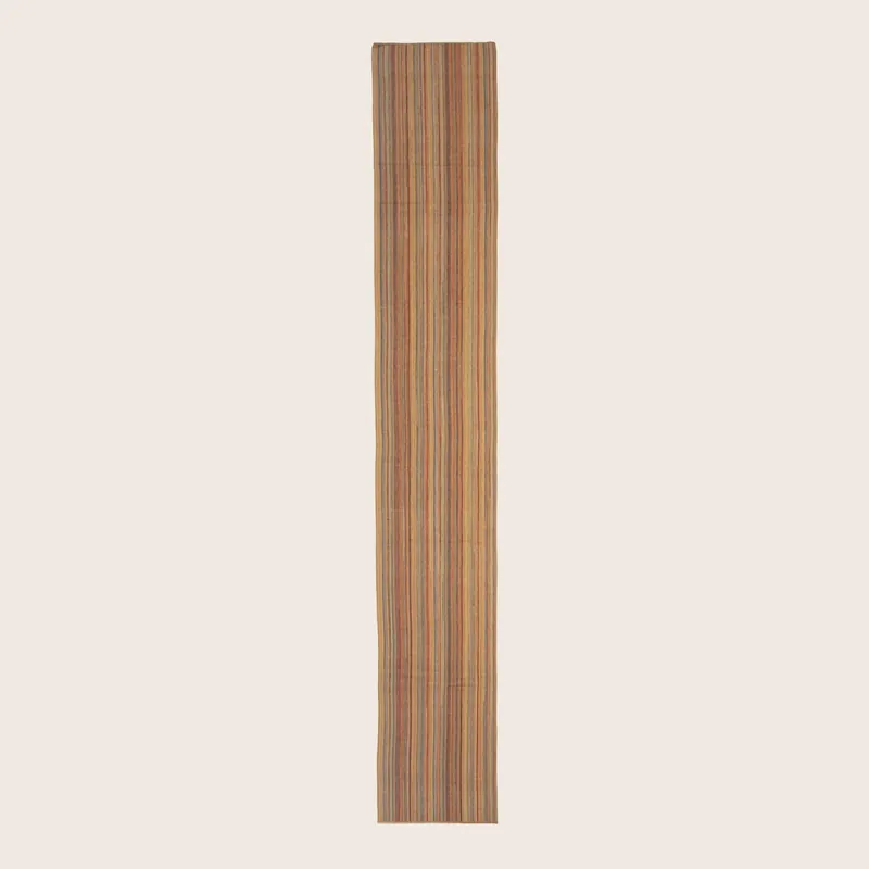 Multicolored Stripe Modern Tibetan Wool Runner - 2'9" X 30'