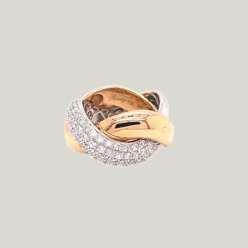 Poiray 18K White Gold Diamond Ring, Size 4.5 - Odeon Collection (Leased)