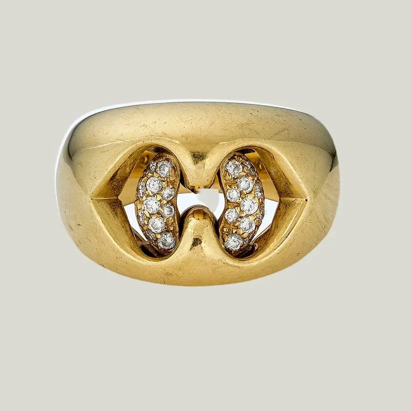 Vintage 18K Yellow Gold Bulgari Diamond Ring - Odeon Collection (Leased)