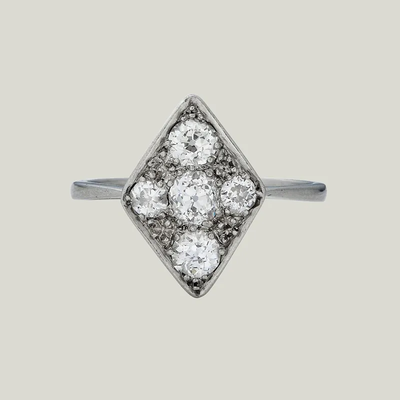 Platinum French Art Deco Diamond Ring - Odeon Collection (Leased)