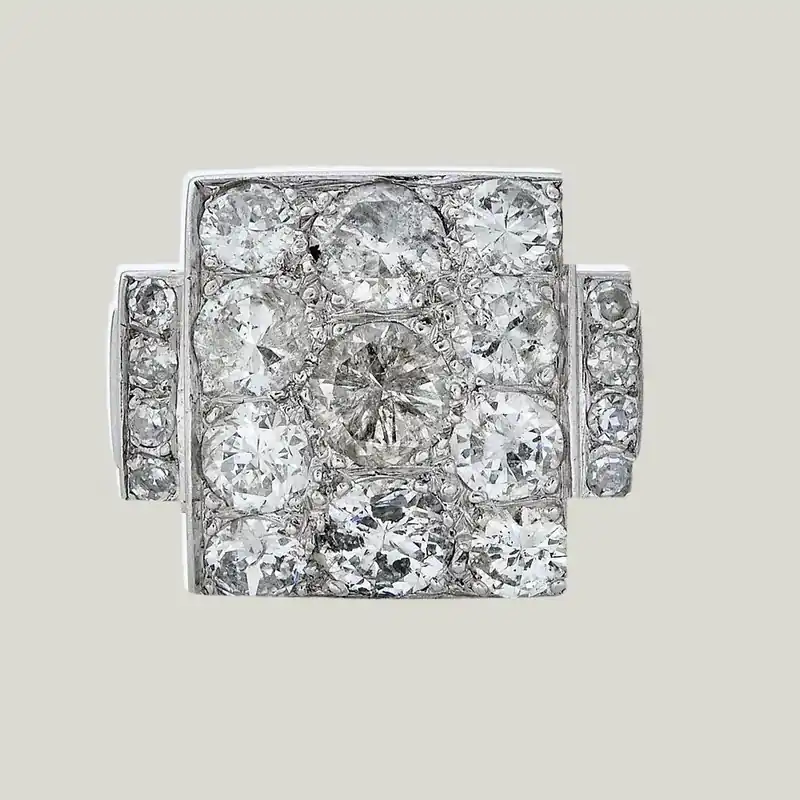 Retro French Platinum Diamond Ring - Odeon Collection (Leased)