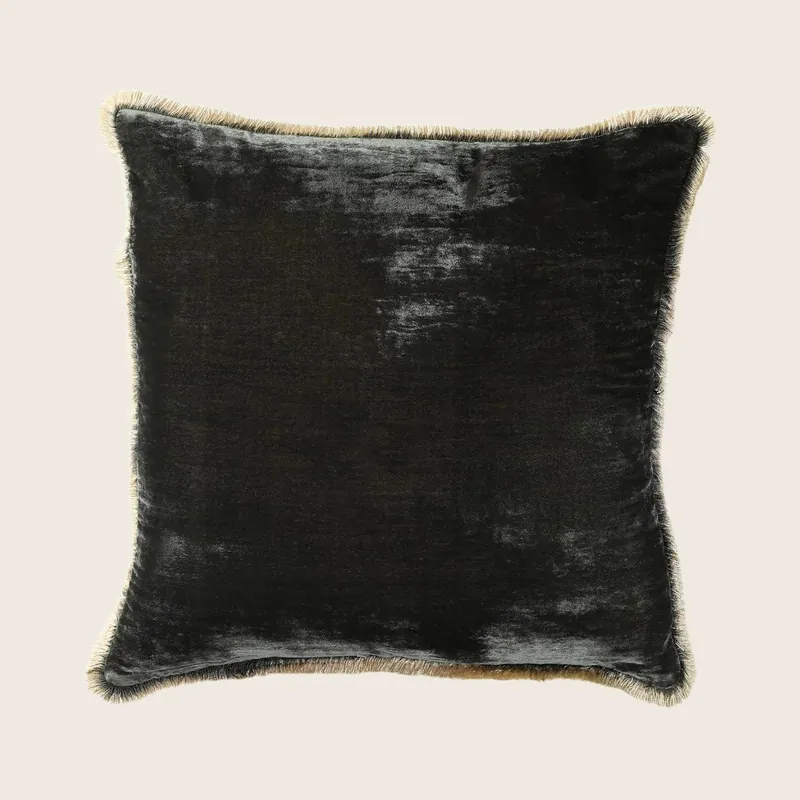 Shaded Fringe Pillow, Bottle Green - Anke Drechsel