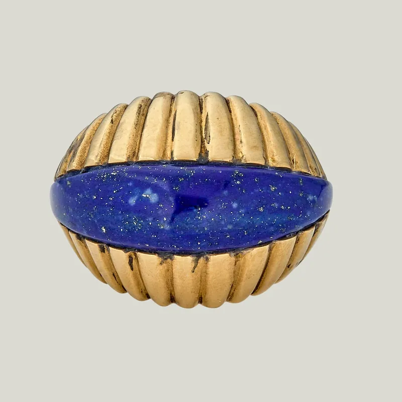 Vintage 18K Yellow Gold Lapis Lazuli Ring - Odeon Collection (Leased)