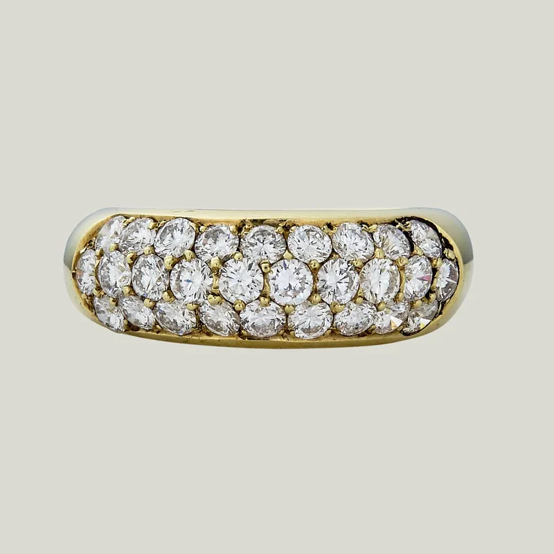 Vintage 18K Yellow Gold Diamond Dome Ring - Odeon Collection (Leased)