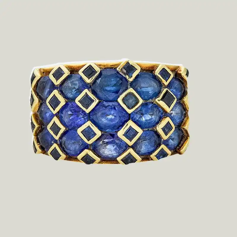 Vintage 18K Yellow Gold Sapphire Ring - Odeon Collection (Leased)