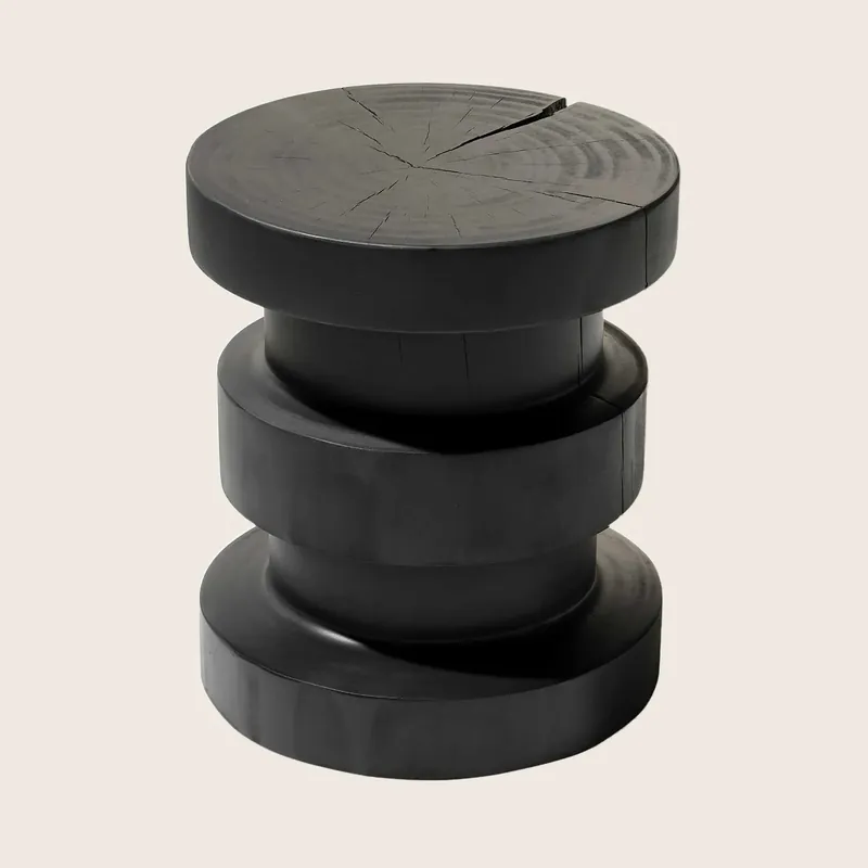 Turned Black Wood Table - Four Hands