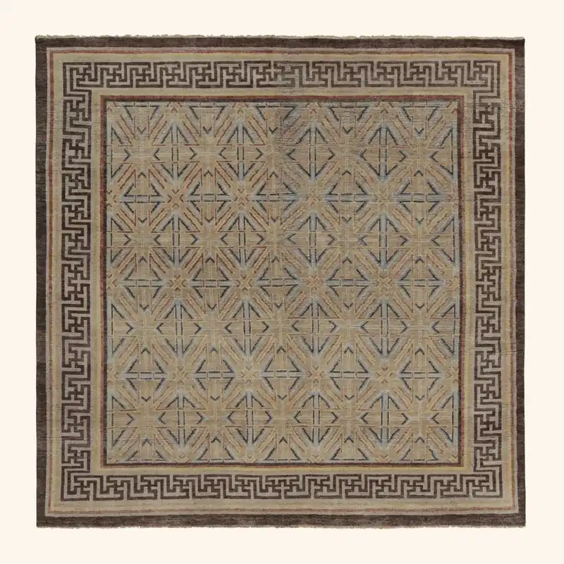 Brown Traditional Wool Rug - 8'1" x 8'2"