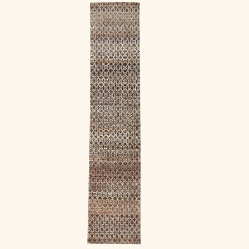 Brown Alchemy Transitional Wool Silk Blend Runner - 3' x 14'10"