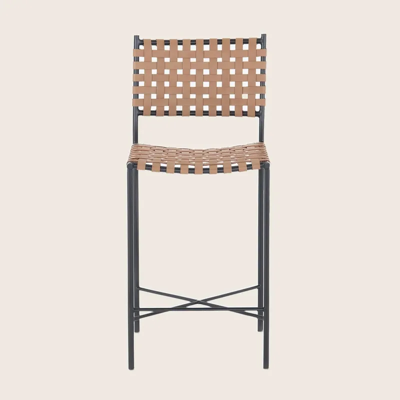 Woven Leather Counter Stool - Four Hands
