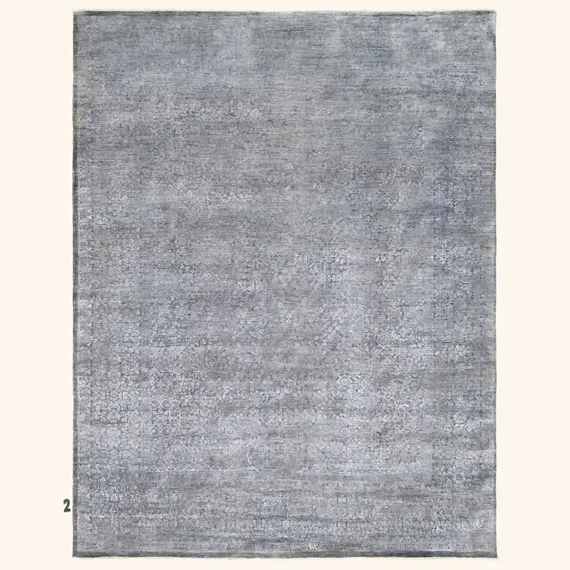 Green Modern Wool Silk Blend Rug - 7'11" x 10'03"