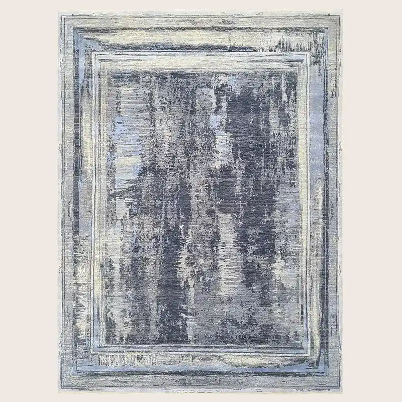 Grey Modern Wool Silk Blend Rug - 8'10" x 11'11"