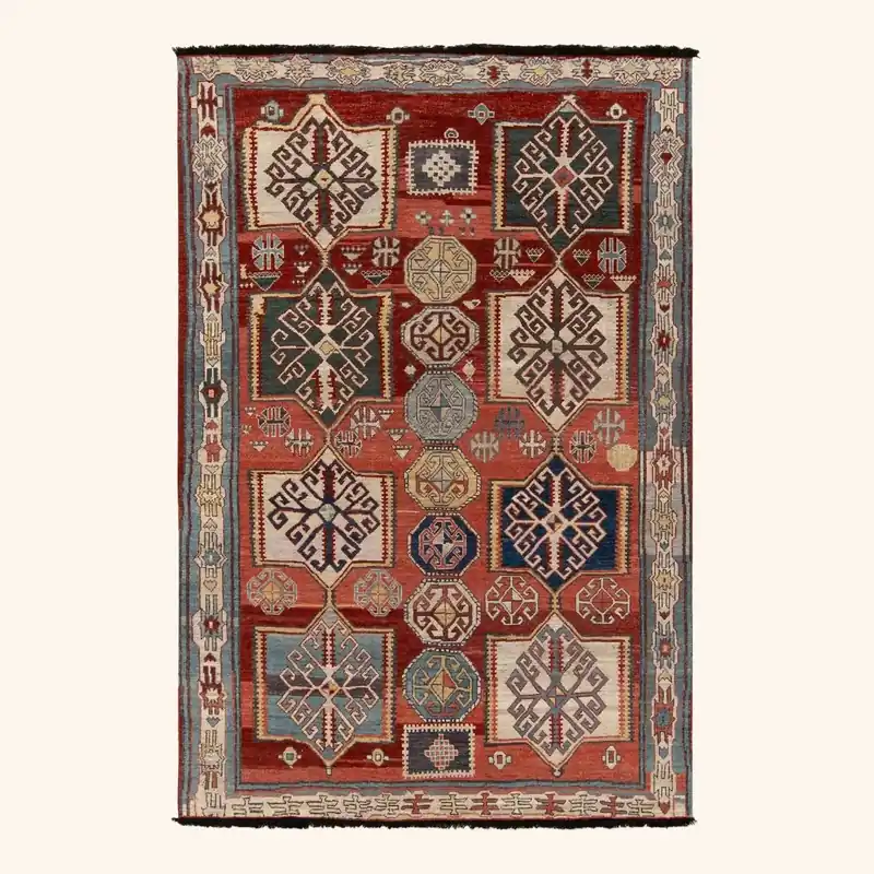 Red Traditional Wool Rug - 6'1" x 9'