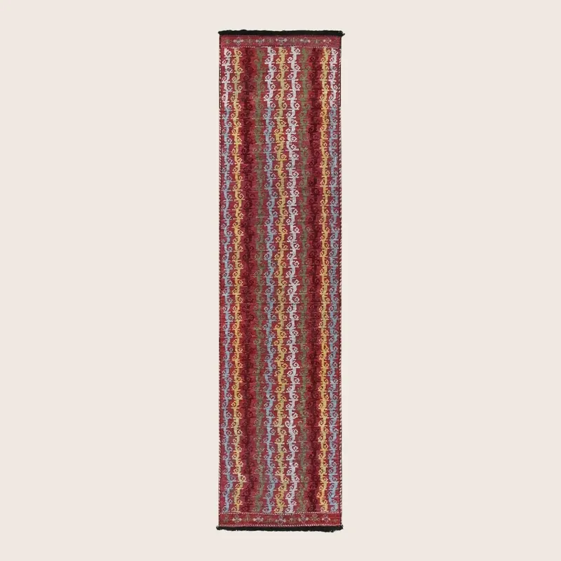 Red Transitional Wool Runner - 3' x 13'7"