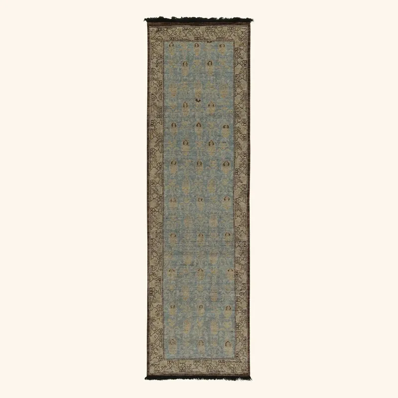 Blue Traditional Wool Runner - 2'11" x 10'1"
