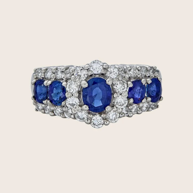 Platinum Sapphire Diamond Ring - Odeon Collection (Leased)