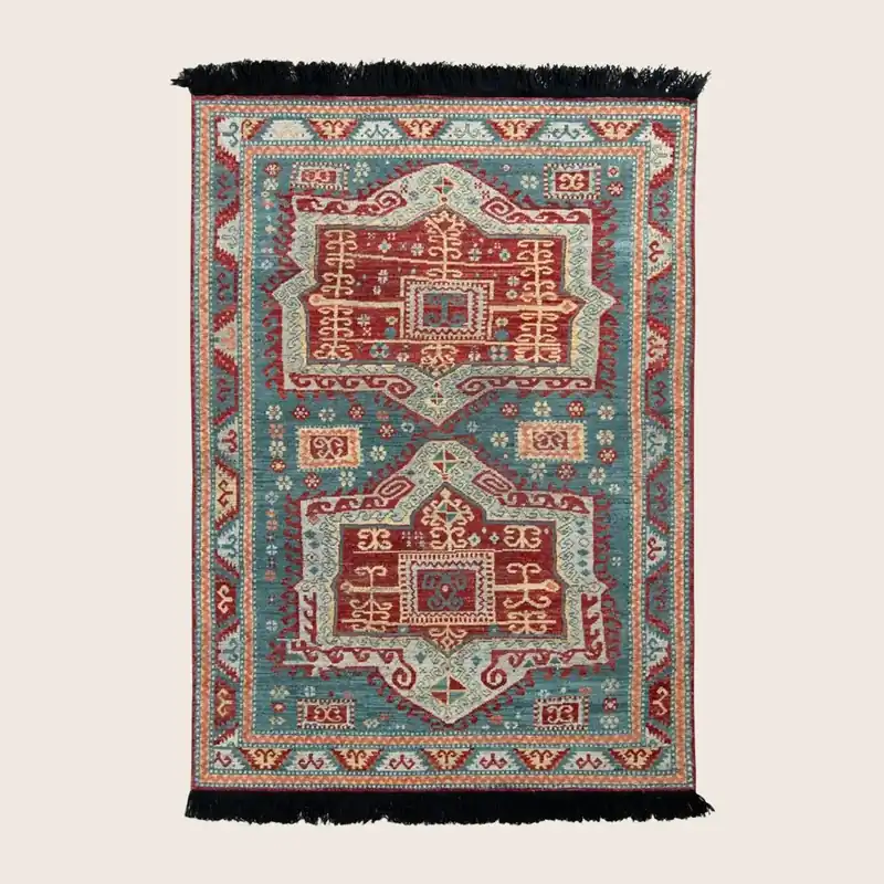 Blue & Red Traditional Wool Rug - 5'3" x 7'4"