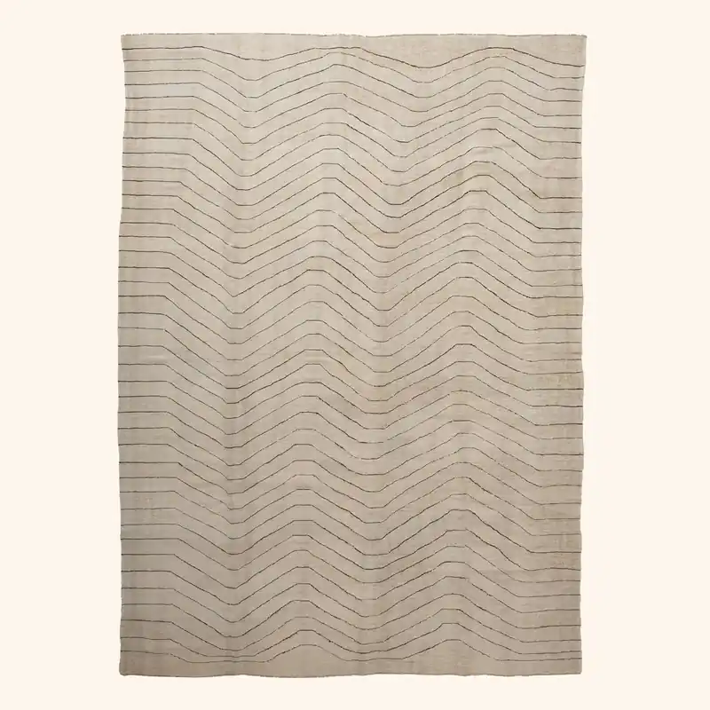 Beige Flatweave Wool Rug - 7'1" x 11'